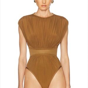 Zimmermann Tan Pleated Bodysuit